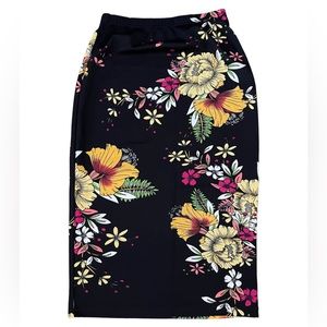 SHEIN Emery Rose High Waist Floral Print Pencil Skirt Size XS black